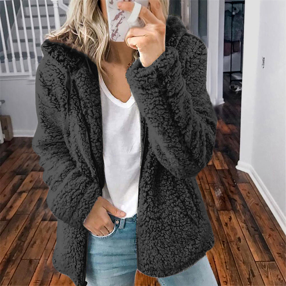 Hooded Woolen Coat for WomenAutumn/Winter Outerwear
