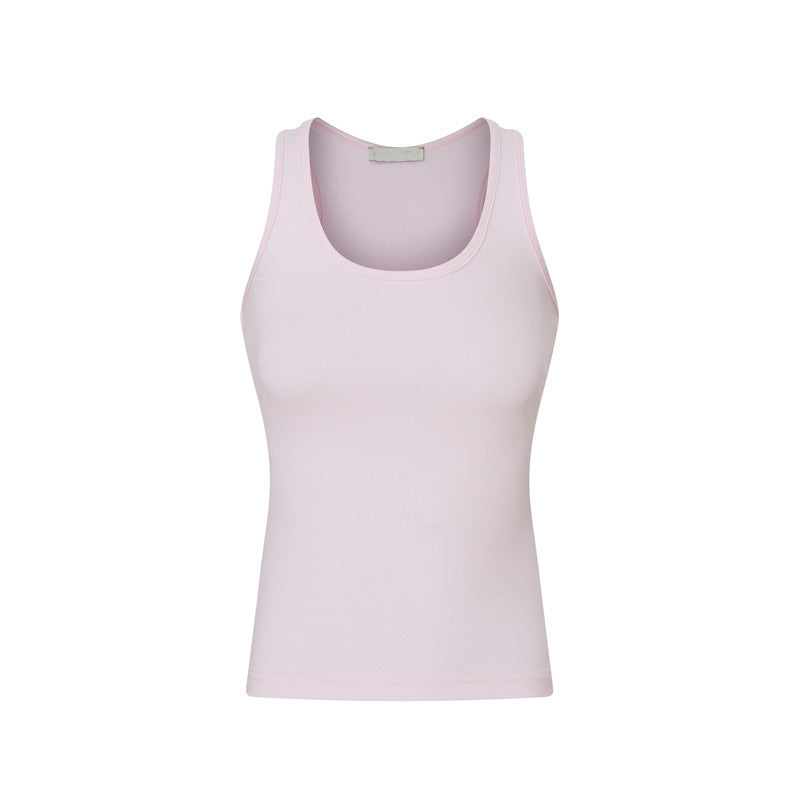 Elastic Tank Top with Built-in Pads, Seamless Fit for Workout and Fitness