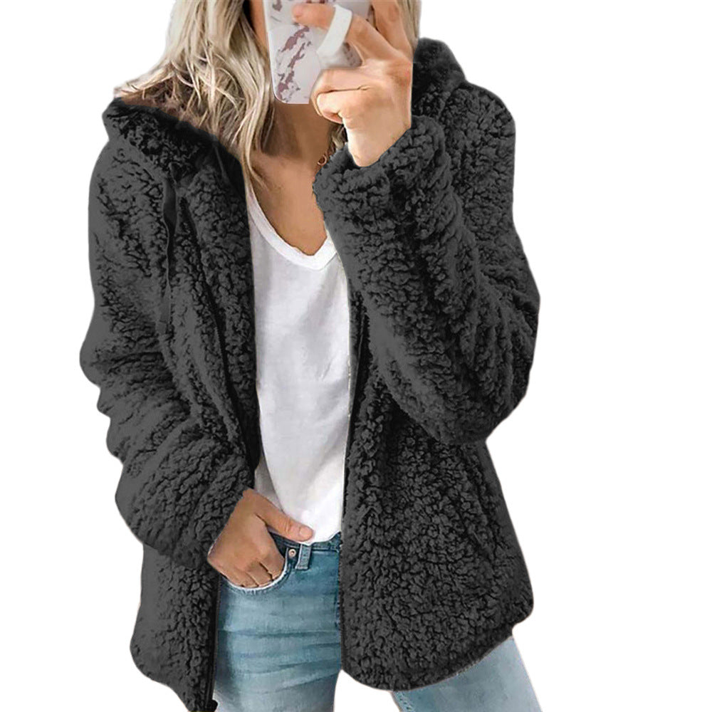 Hooded Woolen Coat for WomenAutumn/Winter Outerwear