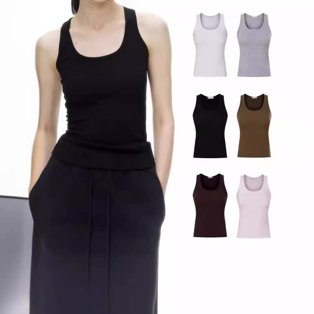 Elastic Tank Top with Built-in Pads, Seamless Fit for Workout and Fitness