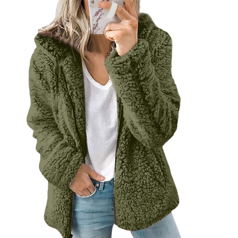 Hooded Woolen Coat for WomenAutumn/Winter Outerwear