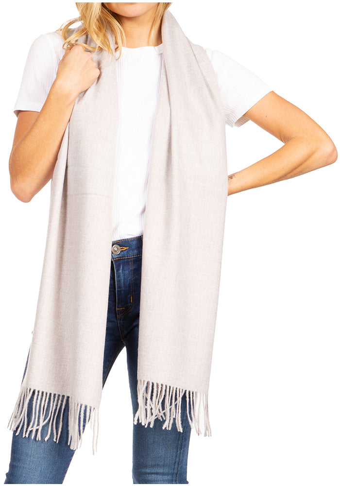 Sakkas Booker Unisex Cashmere-Feel Solid Winter Scarf with Fringe